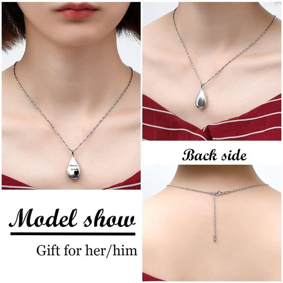 Always in My Heart Teardrop Ashes Urn Pendant - Durable & Elegant Jewelry - Picture 6 of 6